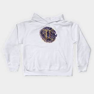 Gemini gold symbol with constellation on watercolor Kids Hoodie